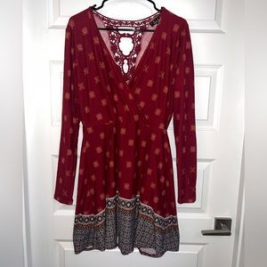 Red fall printed dress